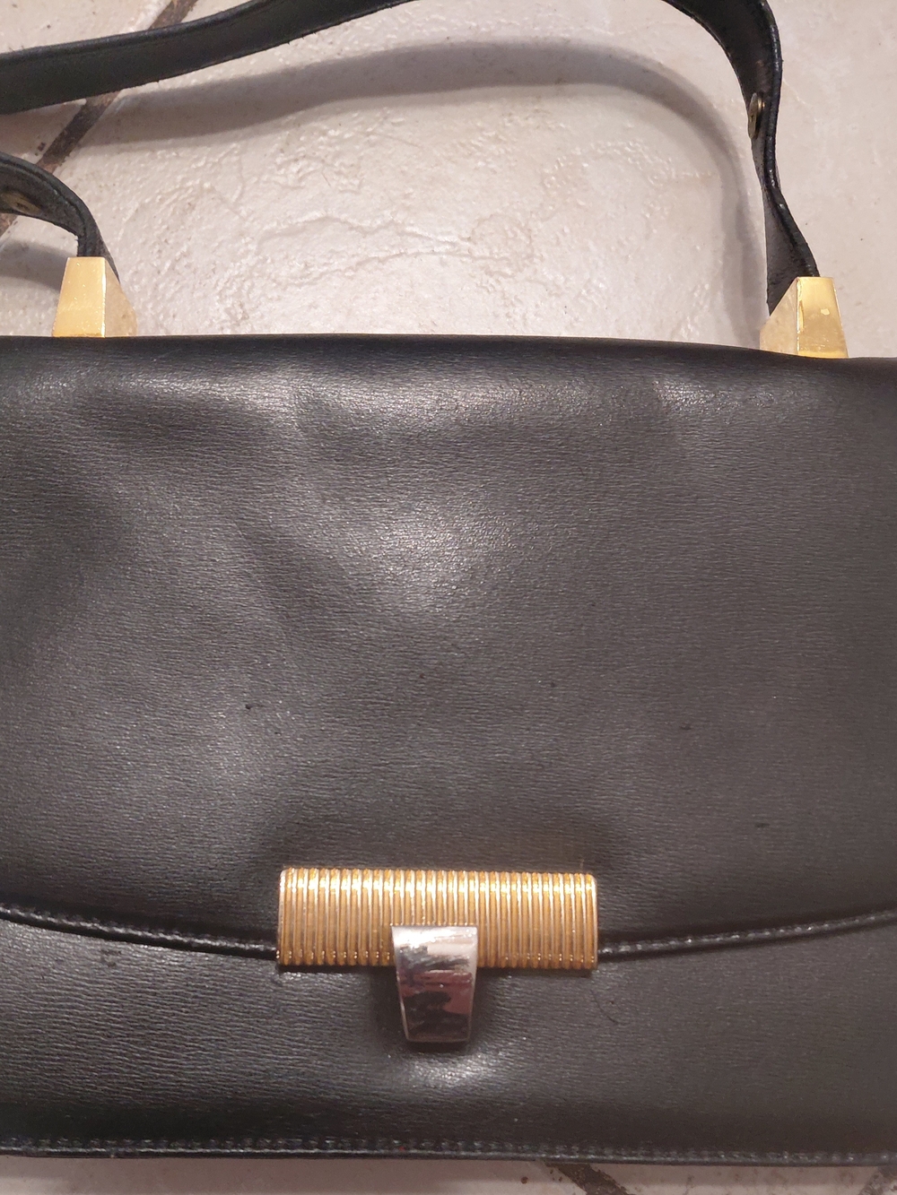 Classic Black Shoulder Bag with Gold-Tone Hardware
